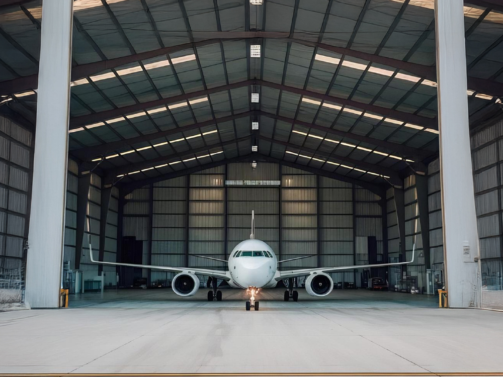 Hangar with aircraft